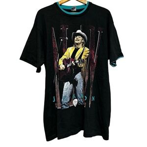 VTG 90s Alan Jackson On Tour Single Stitch Graphic Tee XL Black Blue Country